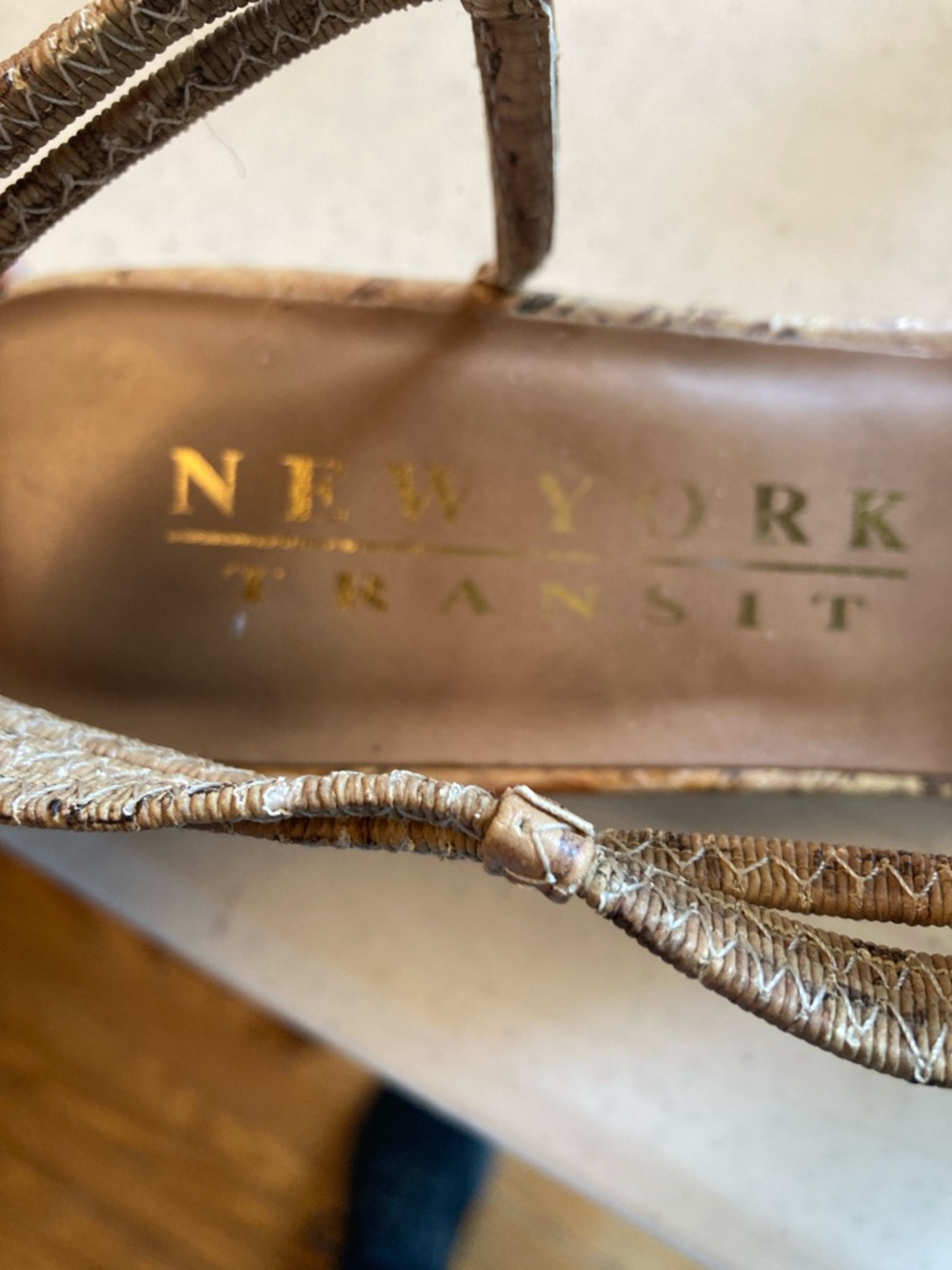 New York Transit Cork-Style Sandals with Faux Turquoise Stones - Picture 2 of 9